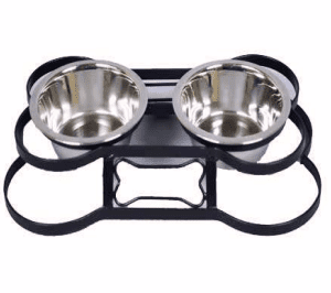 Bone Shape Metal Double Bowl